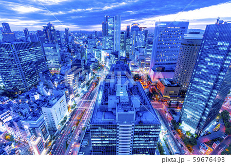 大阪　都市景観　夕景　西梅田方面 59676493