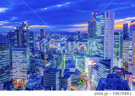 大阪 都市景観 夜景 西梅田方面 大阪 都市景観 夜景 西梅田方面 59676861