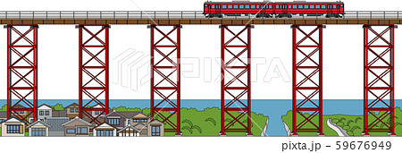 鉄道風景7余部鉄橋縁ありのイラスト素材