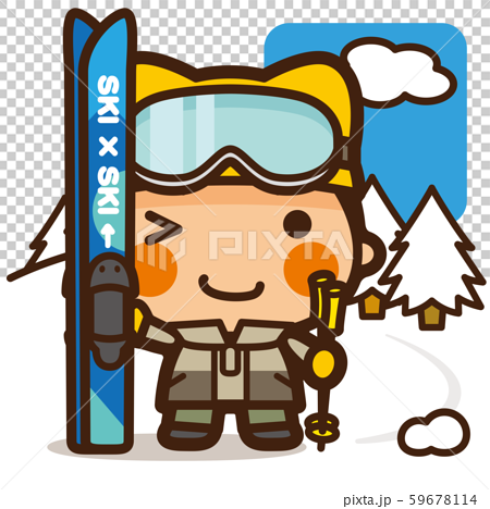 がっこうkids スキー男子 冬スポーツのイラスト素材