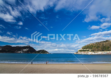 スペイン　バスク　サン・セバスティアン　コンチャから見たモンテ・ウルグル 59678567