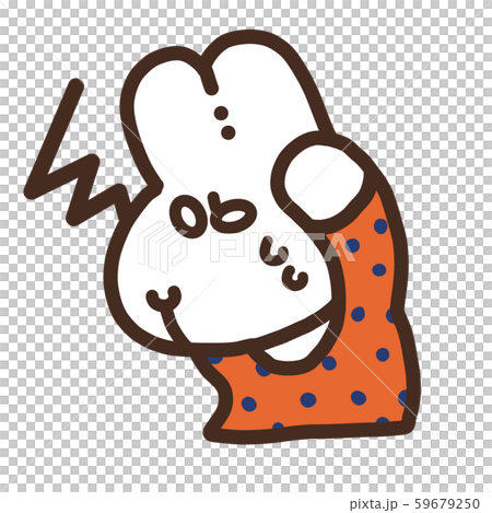 頭痛を感じる白うさぎ 59679250