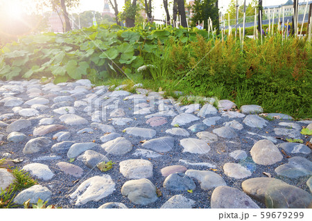 Beautiful stone walkway in the park Beautiful stone walkway in the park 59679299