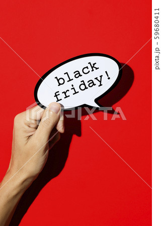 text black friday in a speech balloon. text black friday in a speech balloon. 59680411