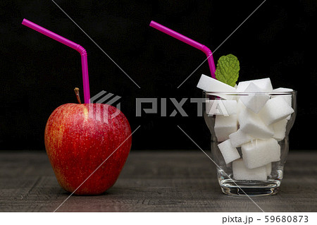 red apple and cocktail with sugar cubes, choice of 59680873