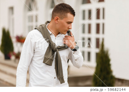 Stylish young handsome model man with a haircut 59682144