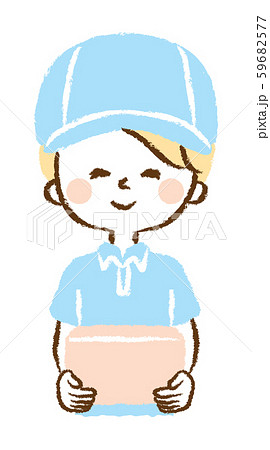 引越しスタッフ 男性 ダンボール イラストのイラスト素材