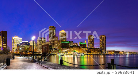 Boston Downtont night Panorama 59683641