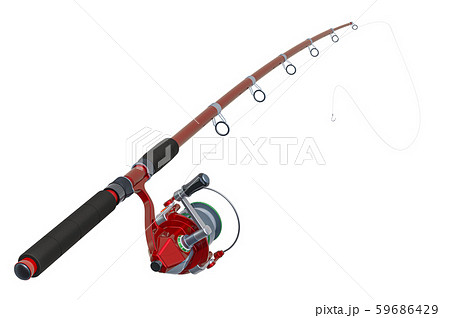 Red Fishing Rod, 3D rendering - Stock Illustration [59686429] - PIXTA