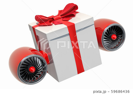 Gift box with jet engines. Gift fast delivery Gift box with jet engines. Gift fast delivery 59686436