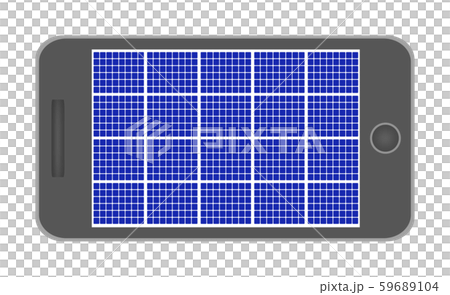 Solar panel reflected on smartphone screen Solar panel reflected on smartphone screen 59689104