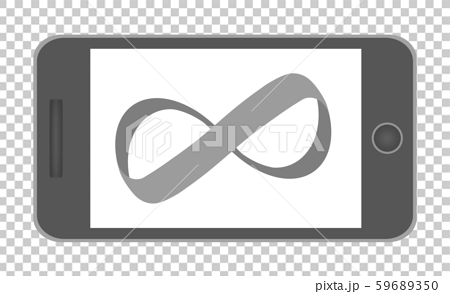 スマートフォンの画面に映るメビウスの輪のイラスト素材
