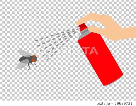 殺虫剤でハエ退治のイラスト素材 殺虫剤でハエ退治のイラスト素材