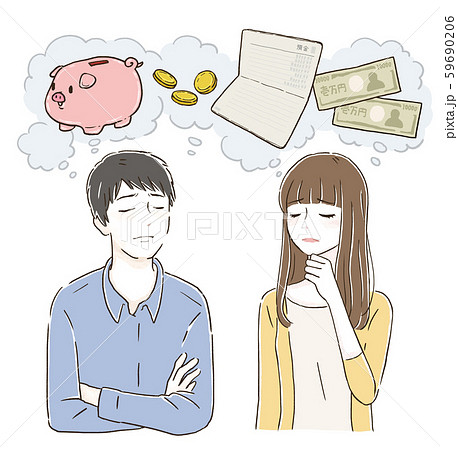 資金計画で悩む男女 59690206