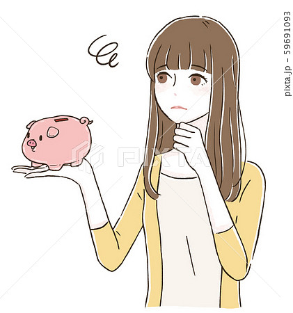お金のことで悩む女性 お金のことで悩む女性 59691093