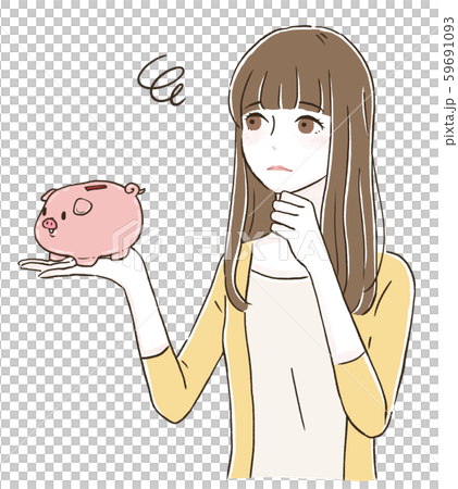 お金のことで悩む女性 お金のことで悩む女性 59691093