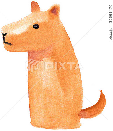 ゆるくてかわいい 水彩イラストの犬のイラスト素材