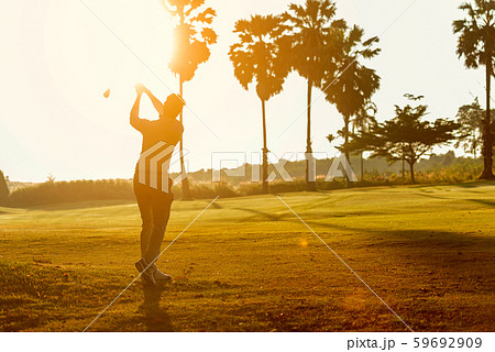 Silhouette Professional Golfer asian man swing  59692909