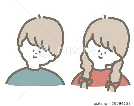 レトロな男の子と女の子のイラスト素材 59694152 Pixta