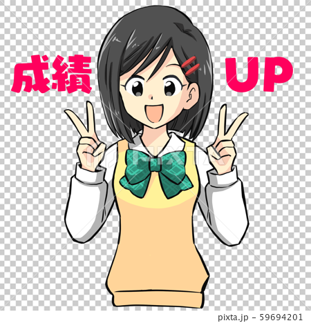 High school girl, person, peace sign. 