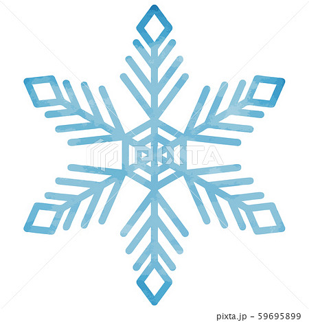 クリスマス 冬 雪の結晶 氷 オーナメント 水彩風 アナログ感のイラスト素材