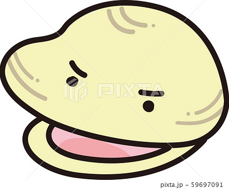 貝 キャラクター 顔 マンガ シンプル 可愛い ハマグリ あさりのイラスト素材