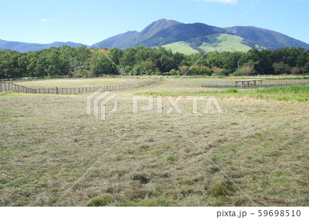 飯田高原の牧場と泉水山の景色 飯田高原の牧場と泉水山の景色 59698510
