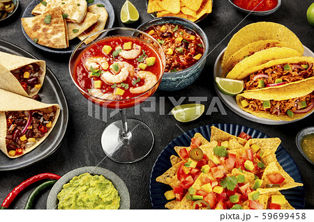 Mexican food, many dishes of the cuisine of Mexico Mexican food, many dishes of the cuisine of Mexico 59699458