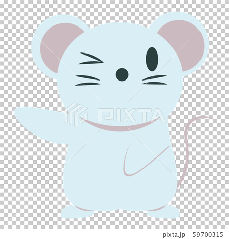 青ネズミ 赤差し色 片手を上げる 01のイラスト素材 59700315 Pixta