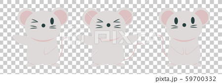 灰ネズミ 赤差し色 セット01のイラスト素材