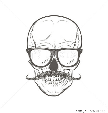 Hipster Skull Vector Gentleman Skullのイラスト素材