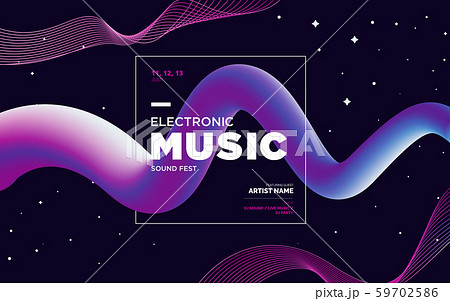 Music Covers for Night Party or Club Party Flyer. Colorful Waves Gradient Background. Template for DJ Poster, Web Banner, Pop-Up. Geometric template vector design.  59702586