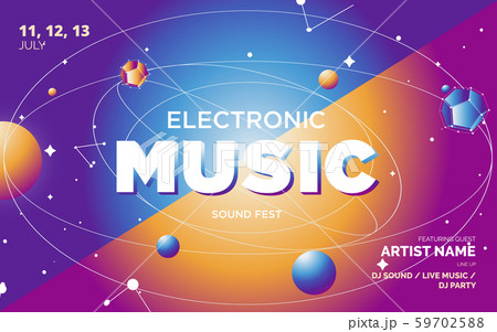 Music Covers for Night Party or Club Party Flyer. Colorful Waves Gradient Background. Template for DJ Poster, Web Banner, Pop-Up. Geometric template vector design.  59702588