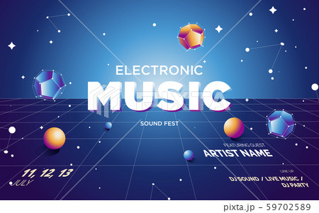 Music Covers for Night Party or Club Party Flyer. Colorful Waves Gradient Background. Template for DJ Poster, Web Banner, Pop-Up. Geometric template vector design.  59702589