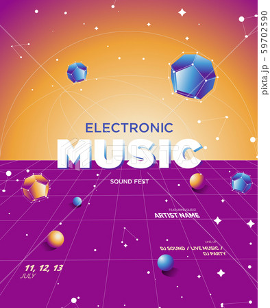 Music Covers for Night Party or Club Party Flyer. Colorful Waves Gradient Background. Template for DJ Poster, Web Banner, Pop-Up. Geometric template vector design.  59702590