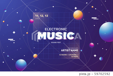 Music Covers for Night Party or Club Party Flyer. Colorful Waves Gradient Background. Template for DJ Poster, Web Banner, Pop-Up. Geometric template vector design.  59702592
