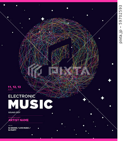 Music Covers for Night Party or Club Party Flyer. Colorful Waves Gradient Background. Template for DJ Poster, Web Banner, Pop-Up. Geometric template vector design.  59702593