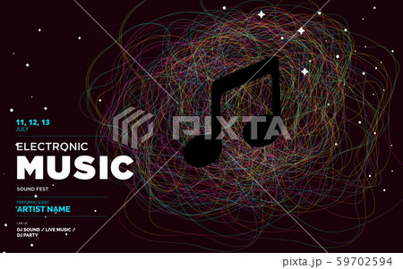 Music Covers for Night Party or Club Party Flyer. Colorful Waves Gradient Background. Template for DJ Poster, Web Banner, Pop-Up. Geometric template vector design.  59702594