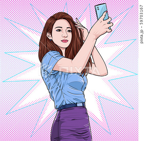 Pretty girl A beautiful woman posed for herself Illustration vector On pop art comics style Abstract dots background Pretty girl A beautiful woman posed for herself Illustration vector On pop art comics style Abstract dots background 59703167