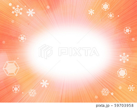 雪の背景　オレンジ　中央ホワイト　集中線 59703958