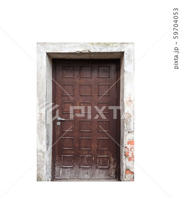 Old dark brown wooden door isolated Old dark brown wooden door isolated 59704053