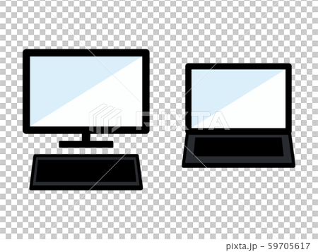 シンプルなパソコンのイラストセットのイラスト素材