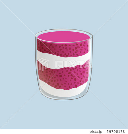 Chia seed pudding. Healthy vegan snack in glass. Vector illstration isolated on blue background. 59706178