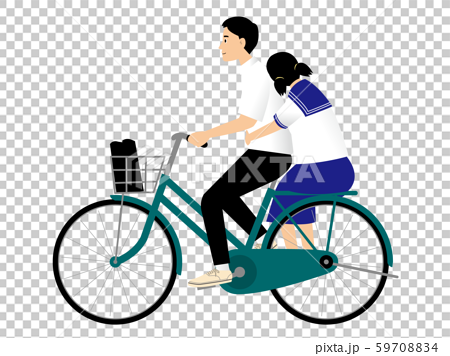 自転車の二人乗りのイラスト素材