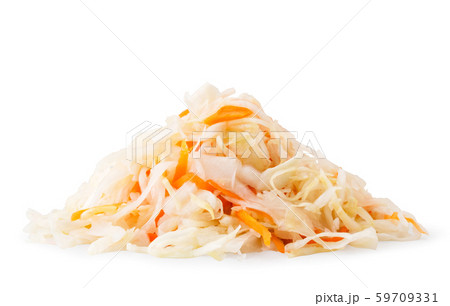 Pile of sauerkraut with carrots on a white 59709331