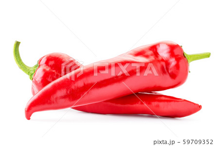 Two red peppers on a white background. Isolated. Two red peppers on a white background. Isolated. 59709352