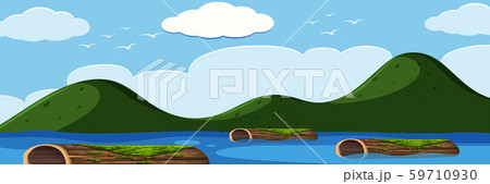 Log in the lake landscape Log in the lake landscape 59710930