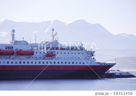 cruise service vessel Hurtigruten under the cruise service vessel Hurtigruten under the 59711450