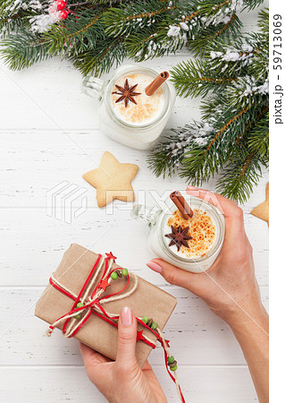 Eggnog. Traditional christmas cocktail 59713069