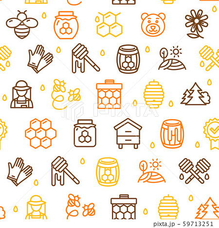 Honey Signs Seamless Pattern Background on a White. Vector 59713251